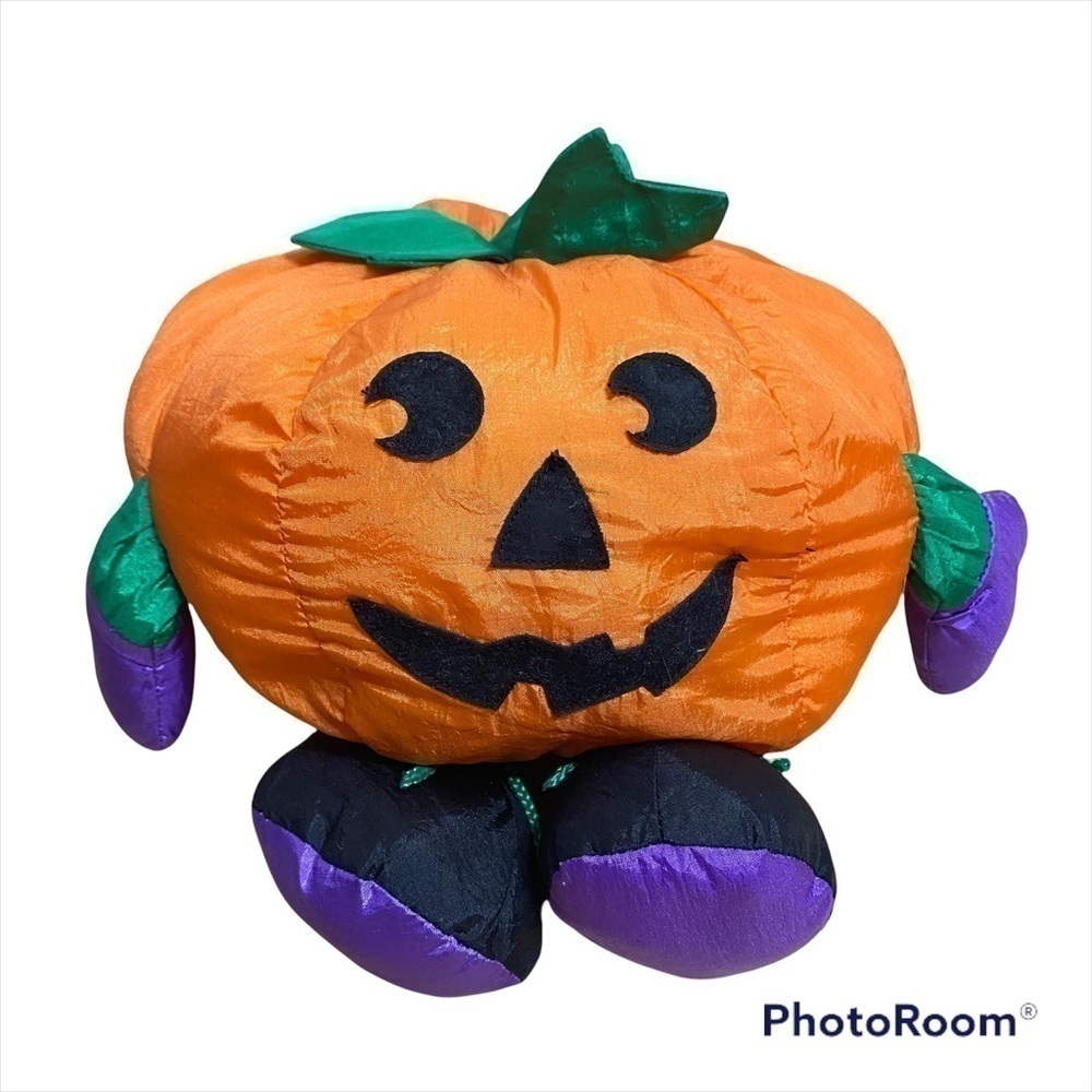 Vintage Puffy Pumpkin Halloween Decoration Nylon Orange